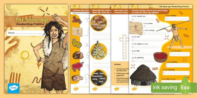 KS2 The Stone Age Handwriting Practice Booklet - Twinkl