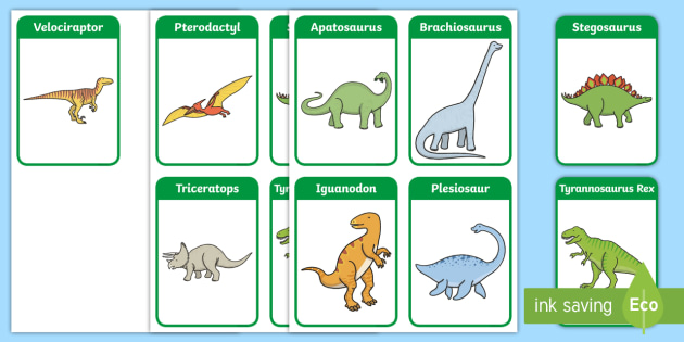 Free Printable Dinosaur Flashcards and Memory Game for Kids