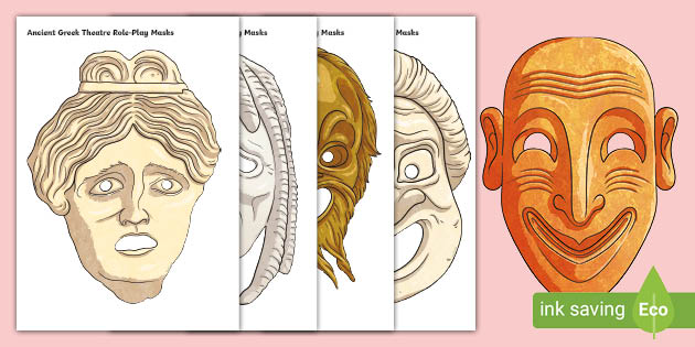 greek mask template Ancient Greek Theatre Role-Play Masks