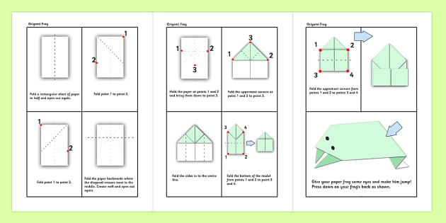 FREE! - Origami Instruction Worksheet - Frog (teacher made)