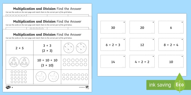 multiplication and division find the answer worksheet worksheets