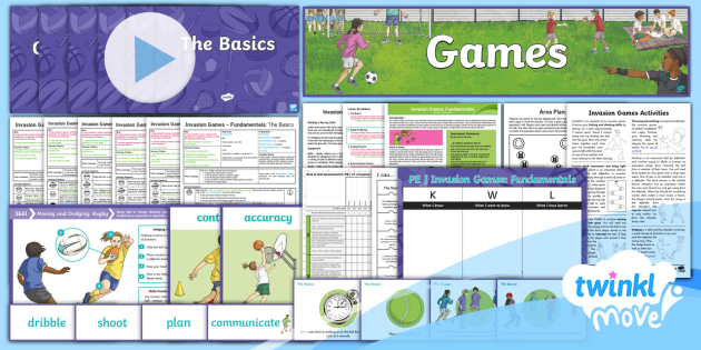 Unit Pack - Year 3 PE Invasion Games Lesson - football, hockey, basketball