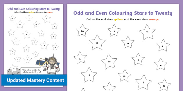 odd and even coloring stars to twenty teacher made
