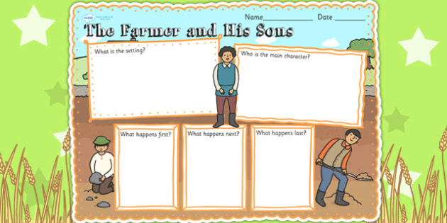 The Farmer and His Sons Book Review Writing Frame - aesops fables