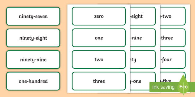 free 0 100 number words word cards teacher made