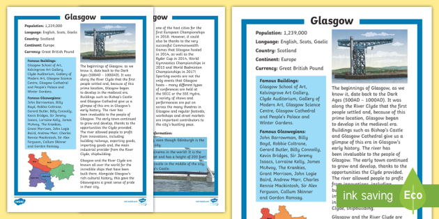 Glasgow Fact File Teacher Made