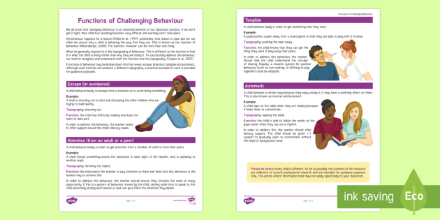 functions of behavior pdf understanding the function of behavior