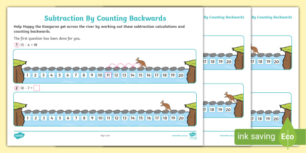 Subtraction By Counting Backwards Worksheet (teacher made)