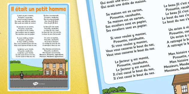 Comptine Il était un petit homme Lyric Sheet French
