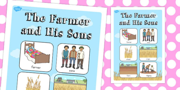The Farmer and His Sons Vocabulary Poster