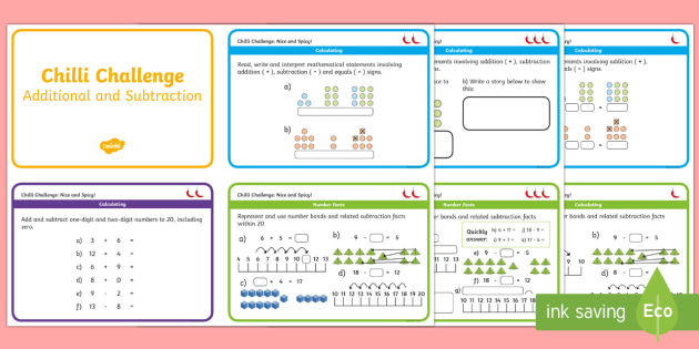 Chilli Challenge Year 1 Addition and Subtraction Maths Cards