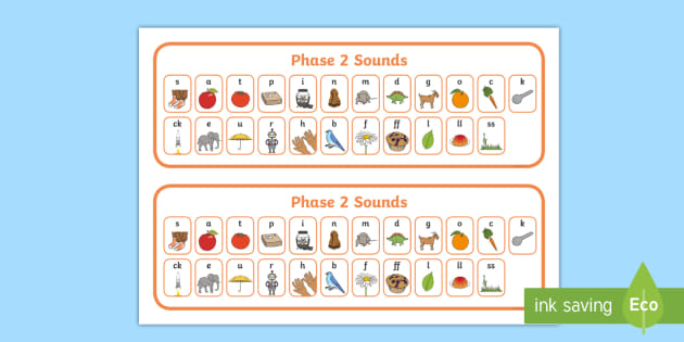 Phase 2 Phonics Table Strips