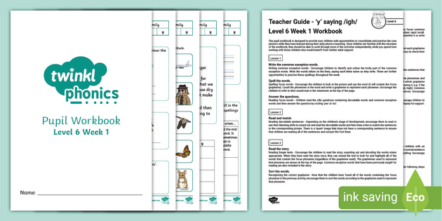 Level 6 Week 1 Phonics Workbook - Primary Resources