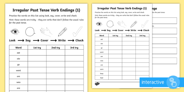 year 2 spelling practice irregular past tense verb endings 1 worksheet