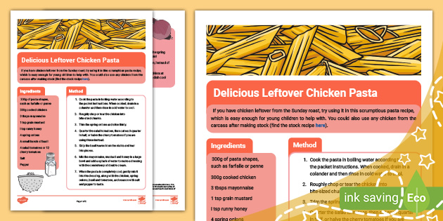 Reducing Food Waste - Leftover Chicken Pasta Recipe