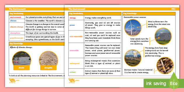Science: The Environment Knowledge Organiser Year 2