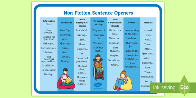 non fiction sentence openers word mat primary resources project report cover page template