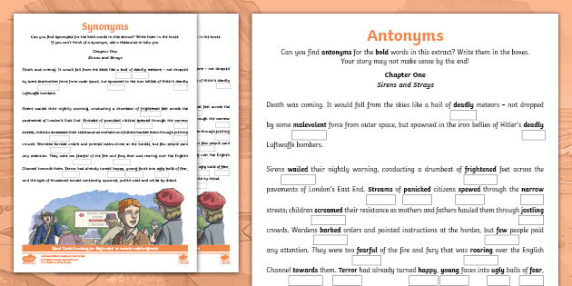 Synonyms and Antonyms Passage Worksheets for 5th and 6th Grade