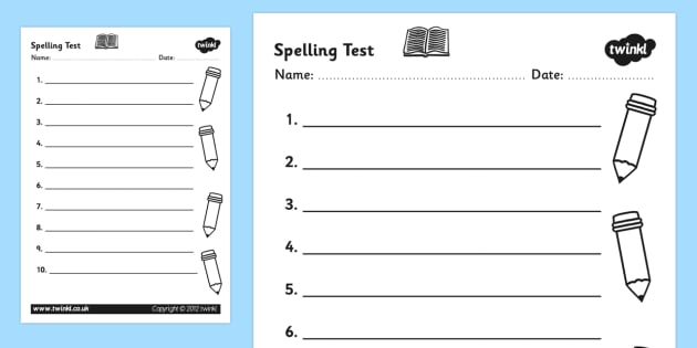 south australian spelling test template free