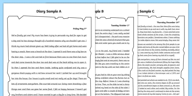 Diary Entry Writing Examples - WAGOLL Primary Resource