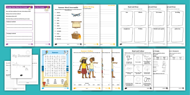 summer worksheet pack esl beginners teacher made