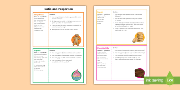 Recipe Ratio And Proportion Challenge Cards - Data Handling