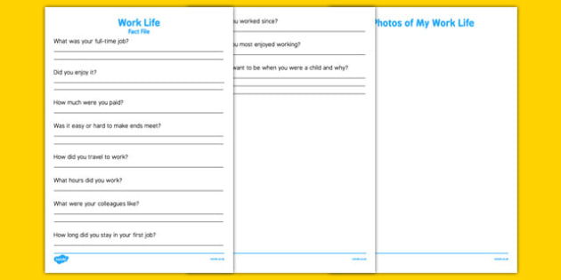 Elderly Care Life History Book Work Life Fact File