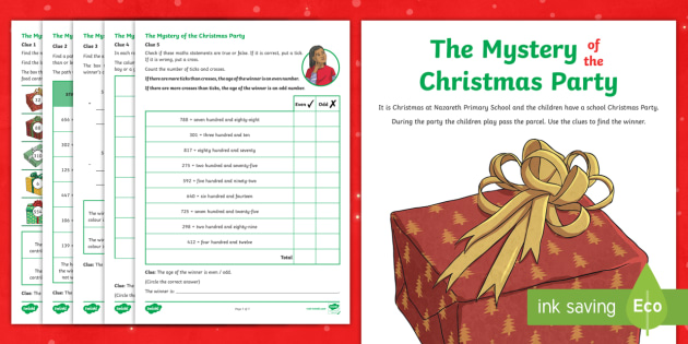 Christmas Maths Investigations KS2 Party Game Mystery