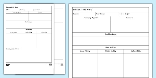 Lesson Plan Worksheet Twinkl teacher Made 