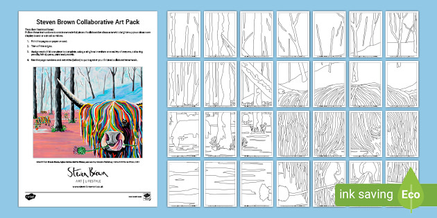FREE Steven Brown Colouring Collaborative Art Pack Twinkl free-steven-brown-colouring-collaborative-art-pack-twinkl