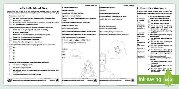 Rshe Lets Talk About Sex Uks2 Multiple Choice Quiz Activity 