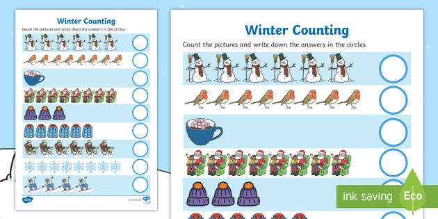 My Counting Worksheet / Worksheet (Winter) (teacher made)