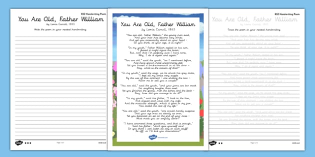 You are Old Father William Handwriting Poem Pack