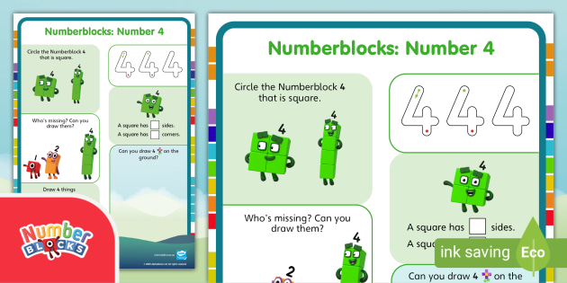 Numberblocks: Number 4 Square Like Me Activity