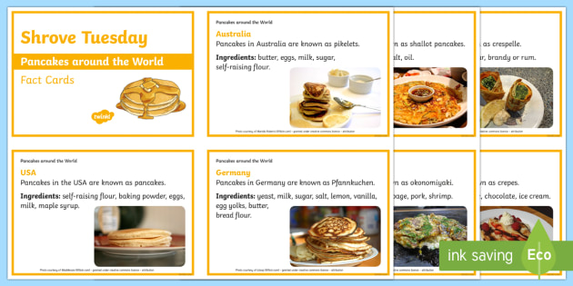 Pancakes around the World Fact Cards (teacher made) - Twinkl