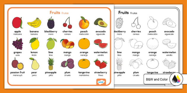 Fruits Word Mat English Spanish Teacher Made Fruits Word Mat English Spanish Teacher Made