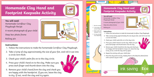 clay hand and footprint