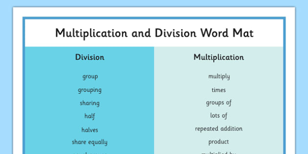 y3 multiplication and division word mat