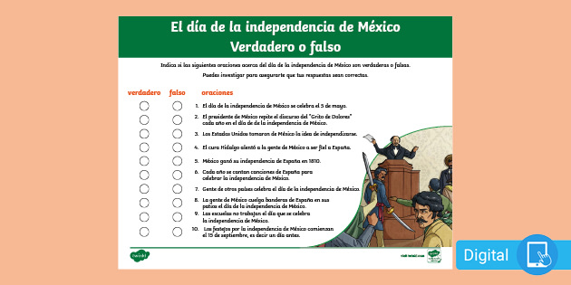 Hoja de actividad: El día de la independencia de México
