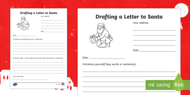 Drafting a Letter to Santa Worksheet / Worksheet - Twinkl