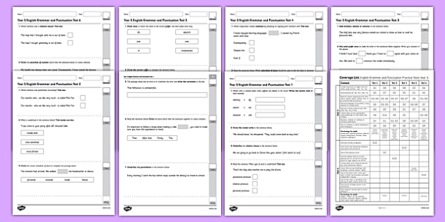 english cambridge nz test Practice Pack Test and Year 5 Punctuation Grammar English