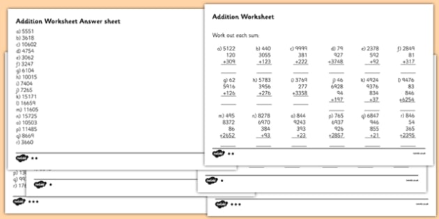 large numbers addition worksheet teacher made