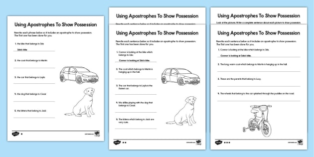 Using Apostrophes To Show Possession Differentiated Worksheets 9130