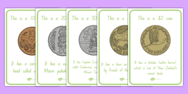 new zealand money coins a4 display poster teacher made