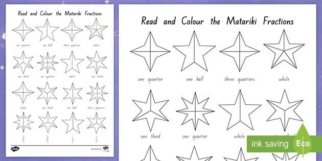 Matariki Read and Colour Fractions Worksheet (teacher made)