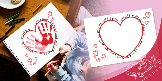 Valentine's Day Heart Handprint Activity Poster for Free Printable Handprint Valentine Poem