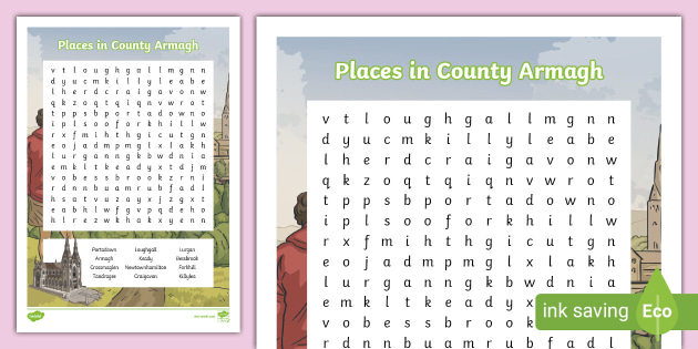 Places in County Armagh Word Search (teacher made)