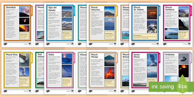 volcano fact sheets geography resources teacher made