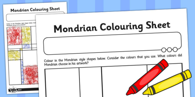 Piet Mondrian Colouring Sheet (creat de profesori)