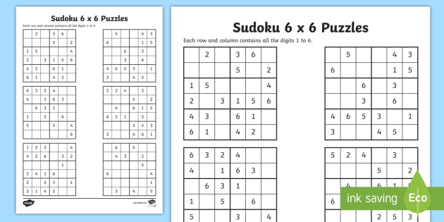Year 6 Sudoku 6 x - Twinkl